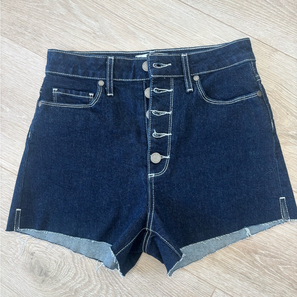 Paige high rise cut off denim jean shorts